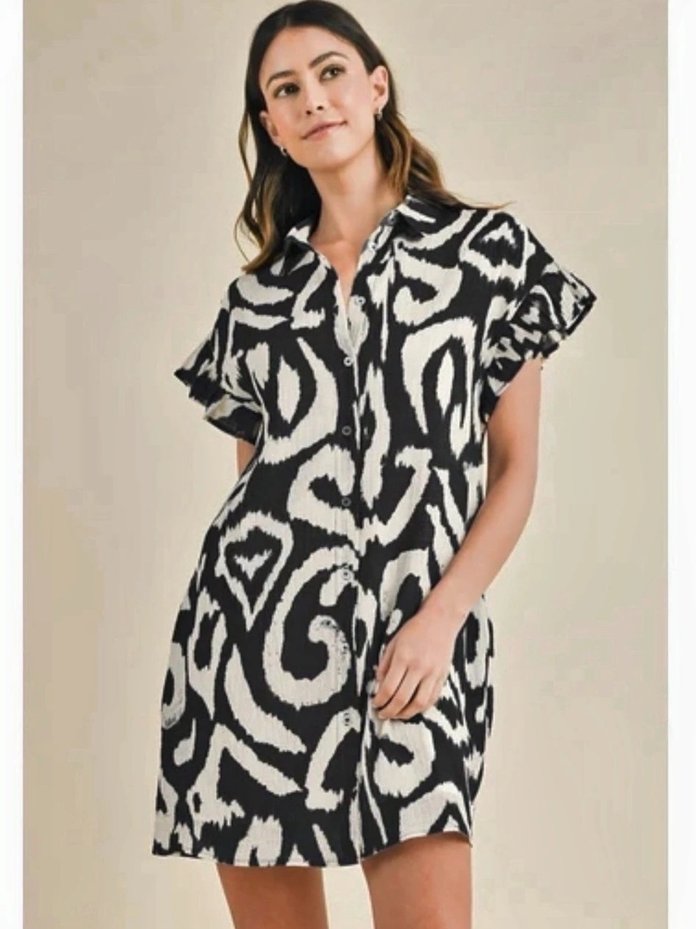 ANNIEWEAR Timeless Embrace Dress Abstract Mini Black & White Large